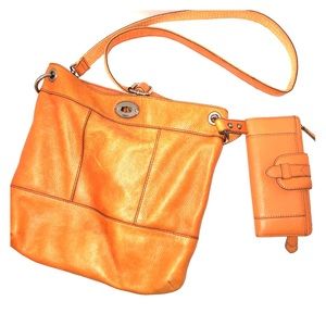 Fossil Burnt Orange Purse w/ Matching Wallet